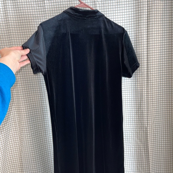 90s Liz Claiborne Dresses Black Ribbed Velour Dress Large - Picture 6 of 13